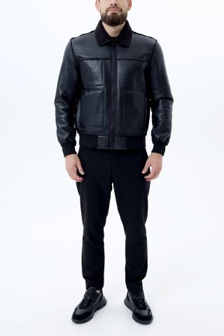 Куртка кожаная мужская ZO21-P682-1023 `Ice Play` черный