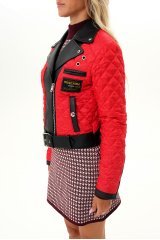 Куртка кожаная женская A3704-5570-0723 `Moschino` красный