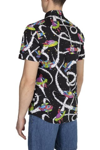 Рубашка мужская A0221-0121 `Moschino` черный/цветной