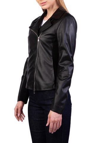Куртка кожаная женская 4NB10P-42P15-0719 `Emporio Armani` черный